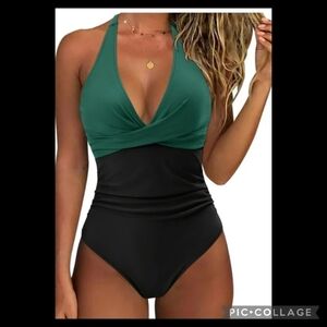 Green and Black Swimsuit